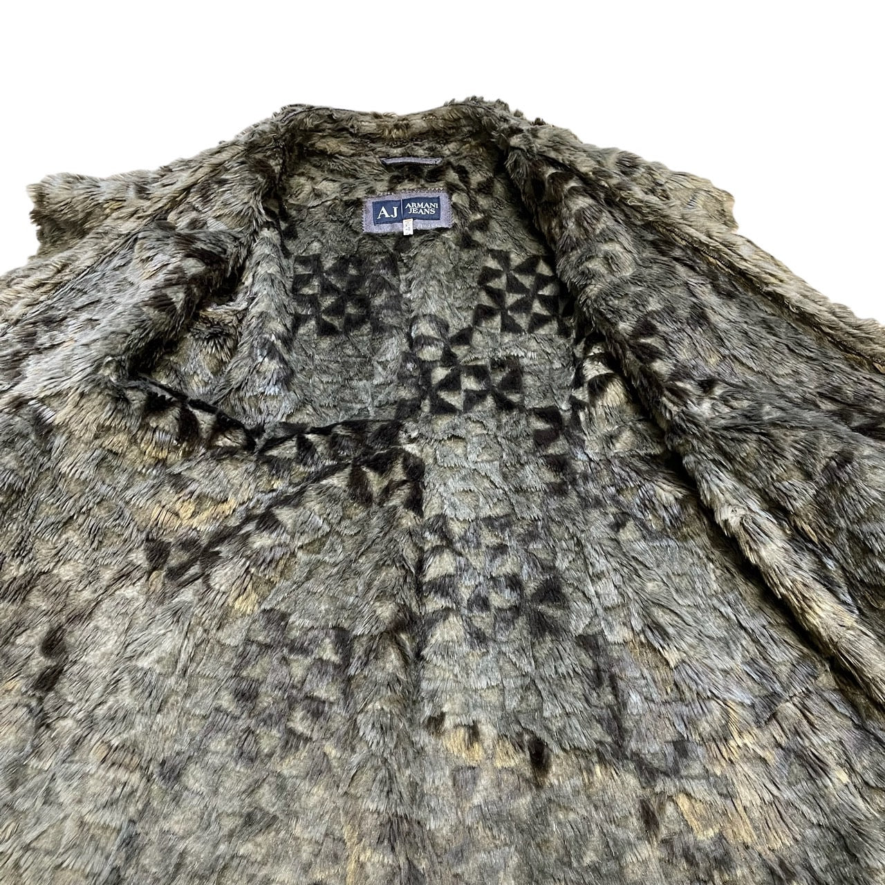 画像をギャラリービューアに読み込む, ARMANI JEANS アルマーニジーンズ クラック加工フェイクファーライニングコート MADE IN ITALY