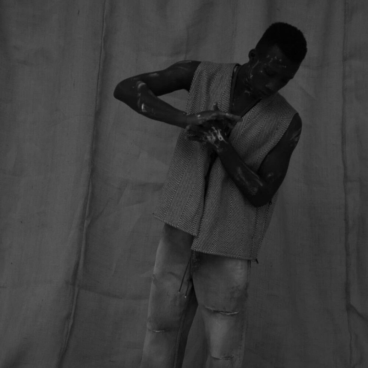 画像をギャラリービューアに読み込む, ANCELLM アンセルム 22AW HERRINGBONE OVER VEST ヘリンボーンオーバーベスト ANC-JK13-B