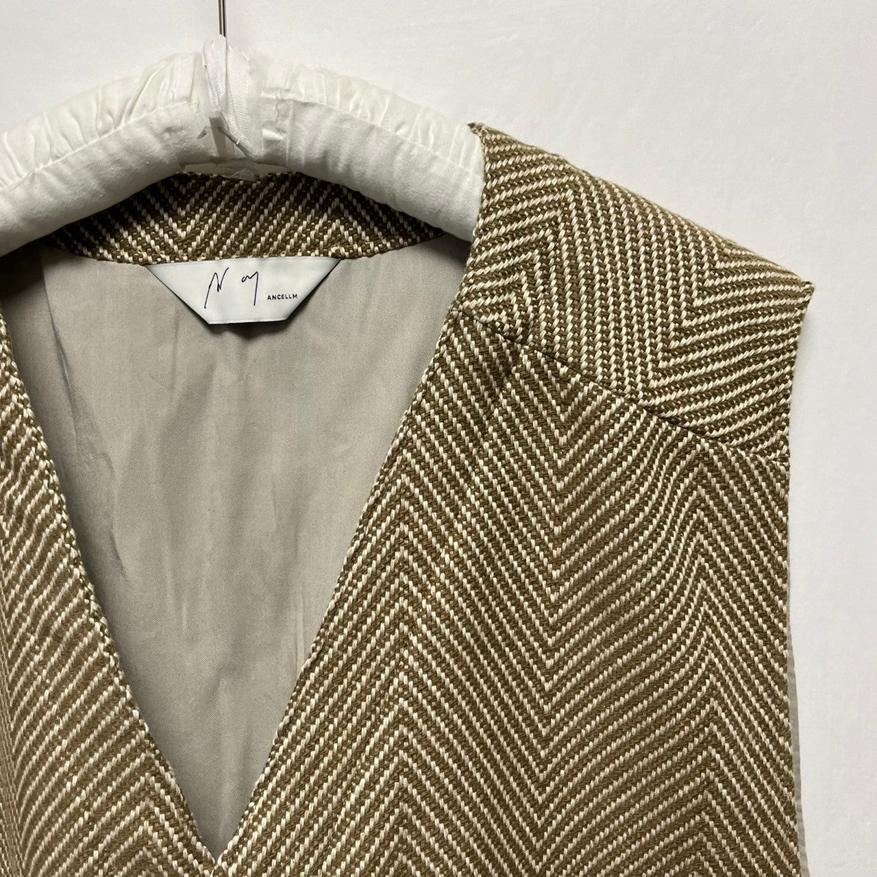 画像をギャラリービューアに読み込む, ANCELLM アンセルム 22AW HERRINGBONE OVER VEST ヘリンボーンオーバーベスト ANC-JK13-B