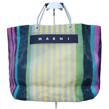 将图片加载到图库查看器，MARNI マルニ フラワーカフェ ストライプショッピングトートバッグ ピンクキャンディ
