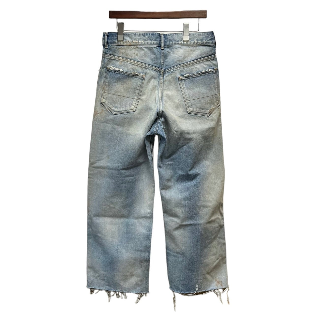 이미지를 갤러리 뷰어에 로드 , ANCELLM アンセルム 23SS DAMAGE SELVEDGE DENIM STRAIGHT 5P PANTS ダメージ加工デニムパンツ ANC-PT11-B