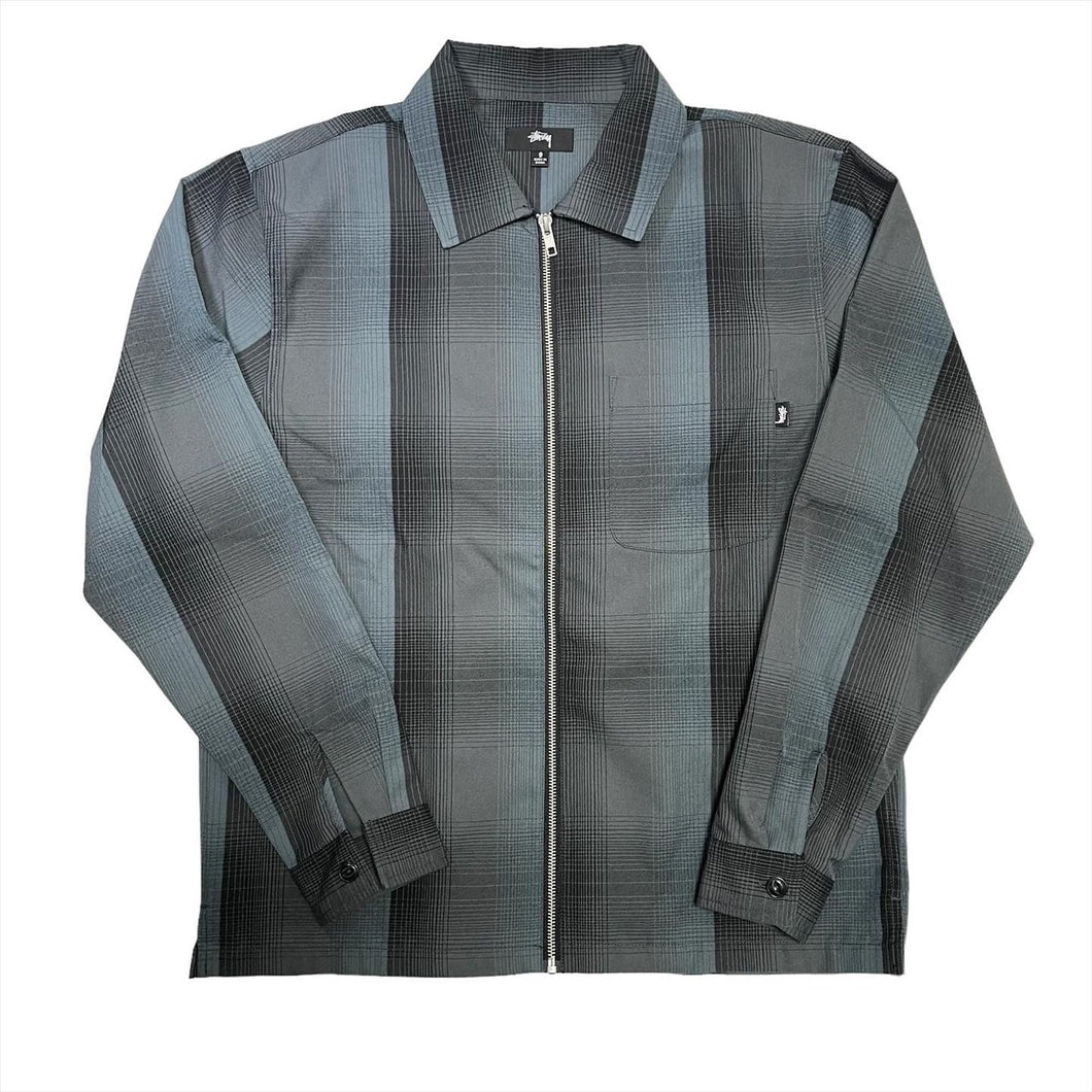 STUSSY 21AW SHADOW PLAID ZIP SHIRT