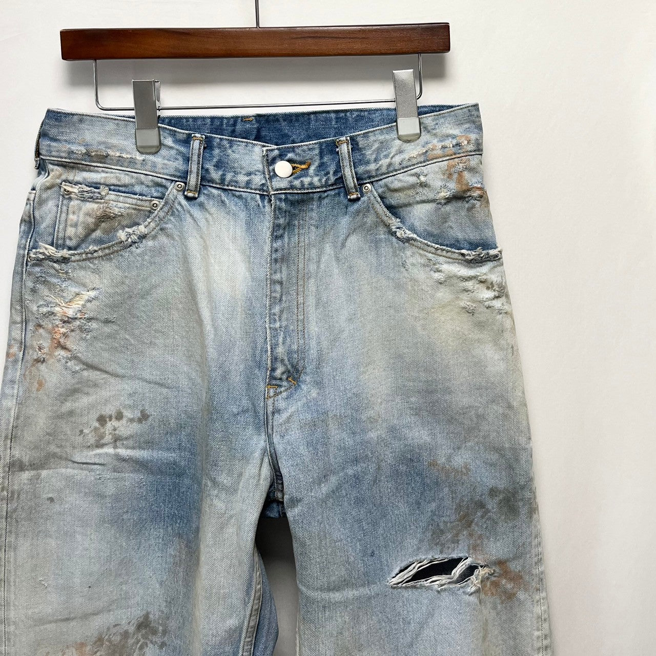 이미지를 갤러리 뷰어에 로드 , ANCELLM アンセルム 23SS DAMAGE SELVEDGE DENIM STRAIGHT 5P PANTS ダメージ加工デニムパンツ ANC-PT11-B